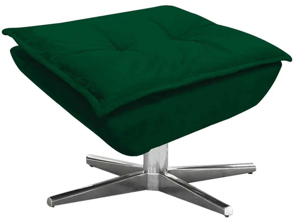 Puff Decorativo Base Giratória Cromada Charger Suede Verde G19 - Gran Belo