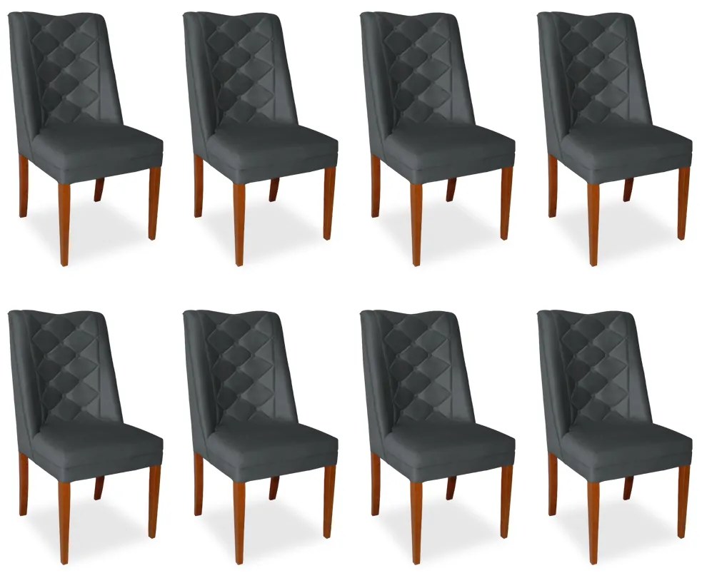 Kit 8 Cadeiras de Jantar Micheli Suede Cinza Grafite