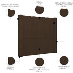 Cabeceira Casal Queen Cama Box 160cm Claire Z04 Boucle Marrom - Mpozen