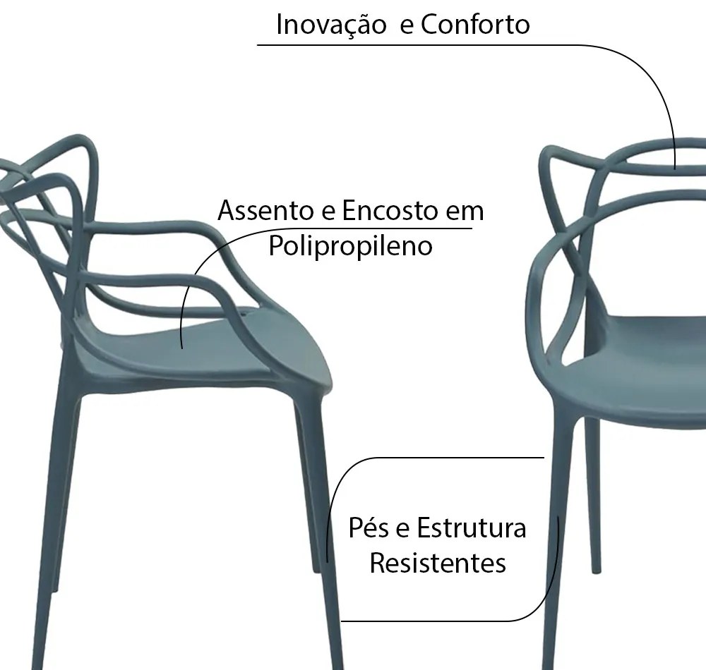 Kit 6 Cadeiras Decorativas Sala e Cozinha Feliti (PP) Verde Petróleo G56 - Gran Belo