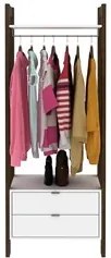 Guarda Roupa Solteiro Closet AZ1011 Branco/Nogal - Tecno Mobili