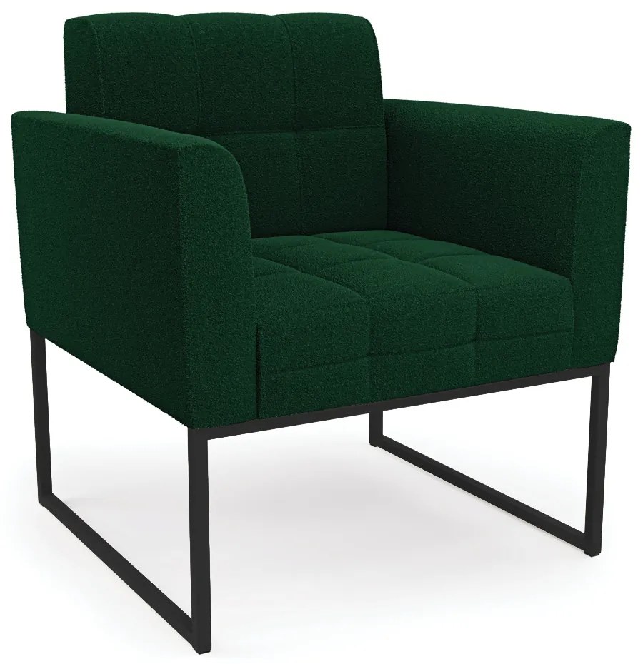 Poltrona Sala de Estar Industrial Preto Elisa Bouclê D03 - DRossi - Verde
