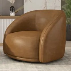 Poltrona Decorativa Orgânica Giratória Lya Z32 Sintético Marrom - Mpoz