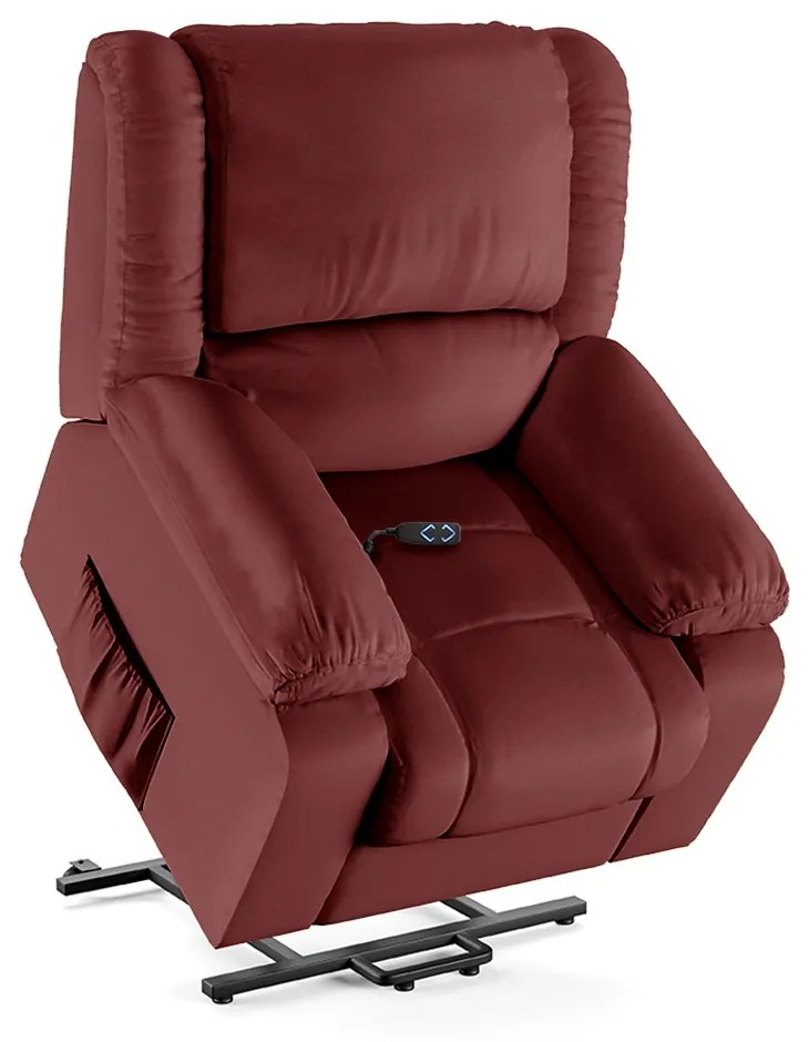 Poltrona do Papai Reclinável Sala de Cinema Madrid Elevação Lift Elétrico PU Vermelho  G23