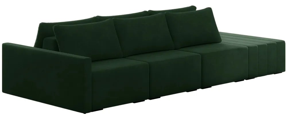 Sofá Ilha Modulado Milos 312cm Puff Lateral Veludo Verde G33 - Gran Belo