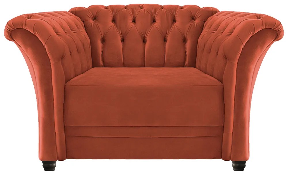 Poltrona Decorativa Chesterfield Sofia Suede Terracota - ADJ Decor