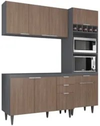 Armário de Cozinha CP02 Para Pia 120cm Pérola Z34 Grafite/Freijó - Mpo