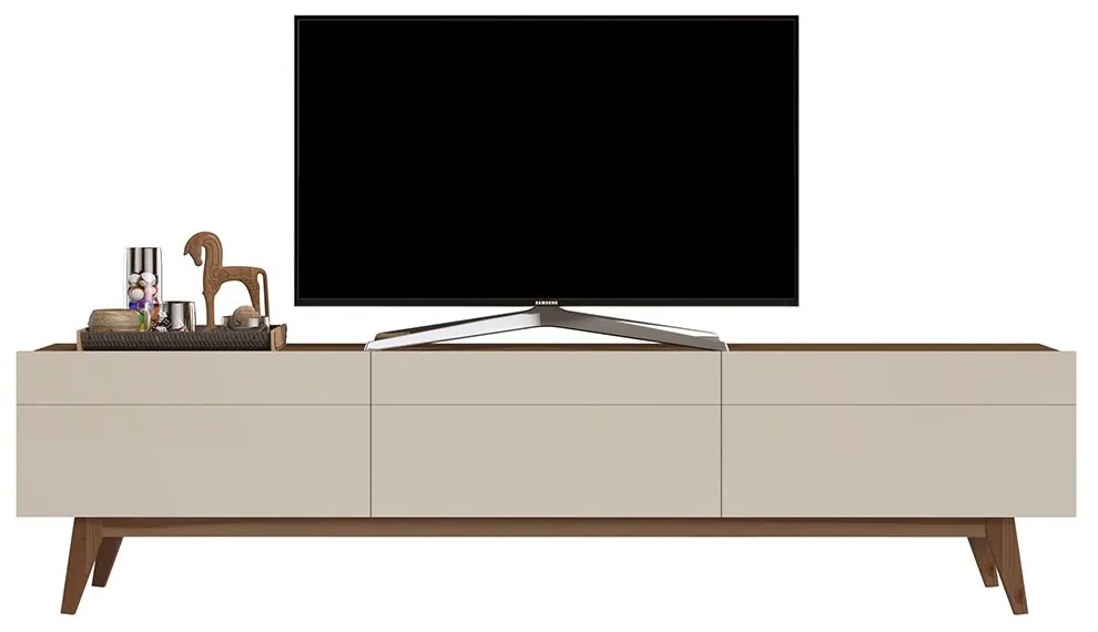 Rack Bancada 3 Gavetas 218cm Amy Off White/Freijó G29 - Gran Belo