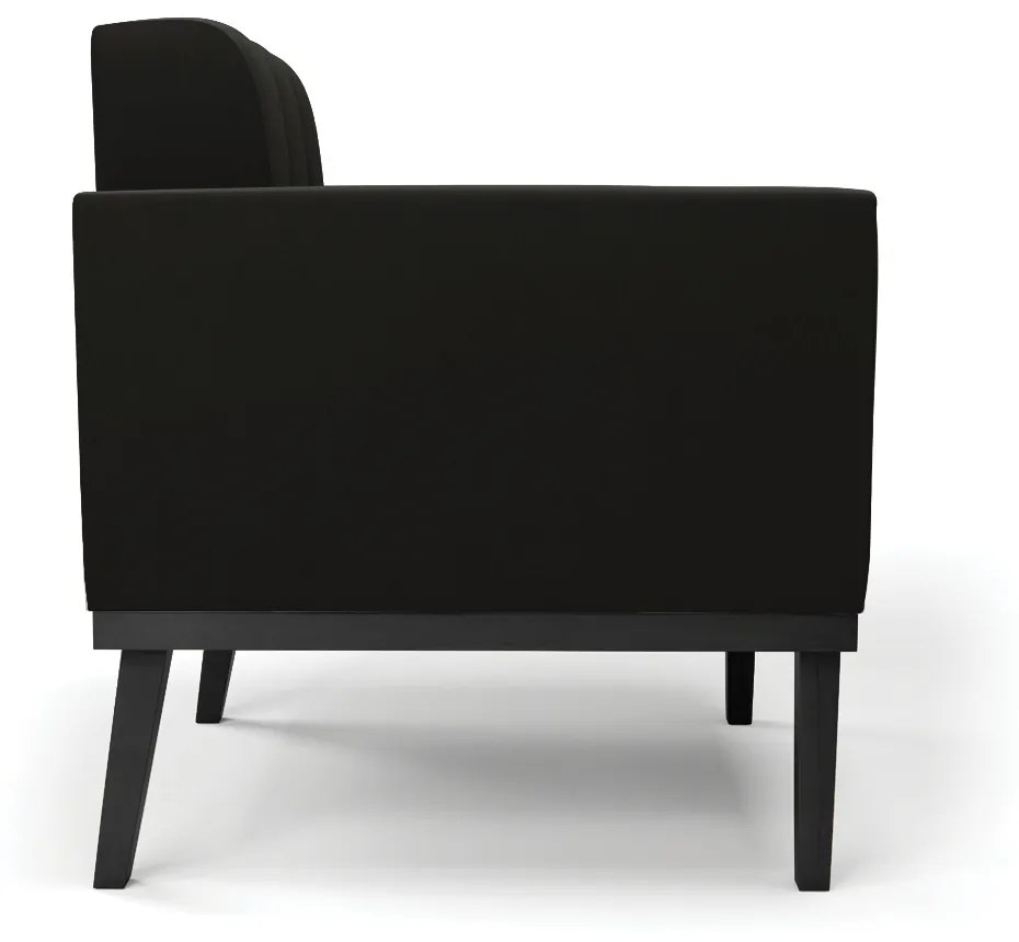 Sofá Namoradeira 2 Lugares Base de Madeira Preto Elisa Suede D03 - D'Rossi - Preto