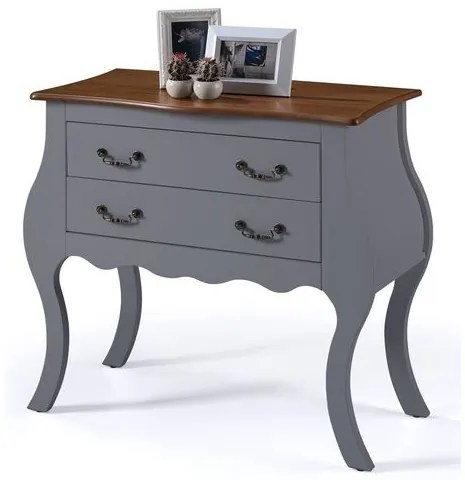 Comoda Elegance Cinza Escuro 2 Gavetas Tampo Maderia Imbuia 81cm - 59847 Sun House