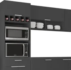 Armário de Cozinha CP05 Para Pia 180cm Pérola Z34 Preto     - Mpozenat