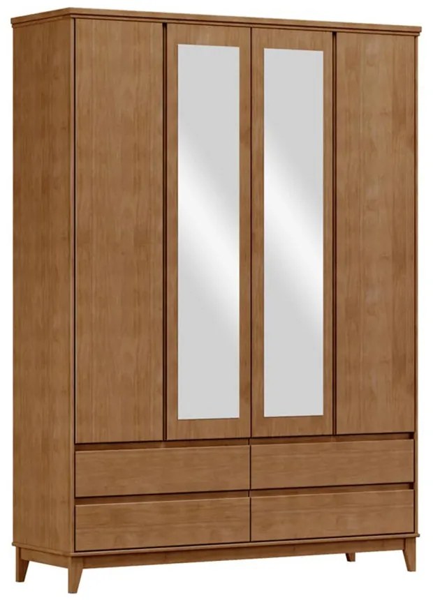 Guarda Roupa MDF 4 Portas Cullen 4 Gavetas Freijó G74 - Gran Belo
