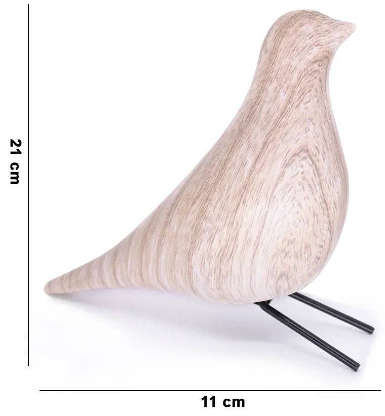 Escultura Pássaro Pomba Decorativo Em Cerâmica Madeira 21 Cm - D'Rossi