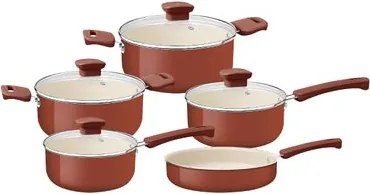 Jogo de Panelas Tramontina Veronese Alumínio e Cerâmica Argila 5 Peças