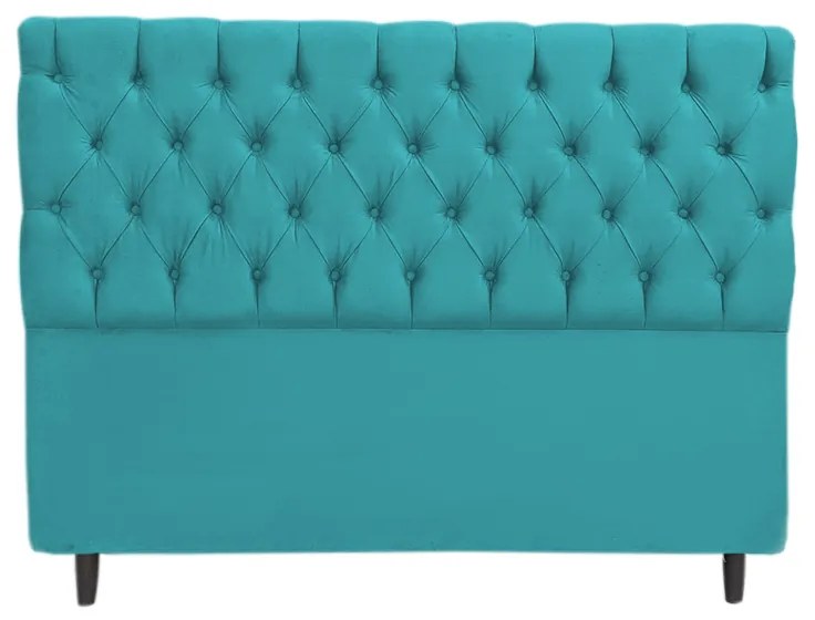 Cabeceira com Calçadeira Baú Solteiro 100cm Nicole Suede Turquesa - Sheep Estofados - Água