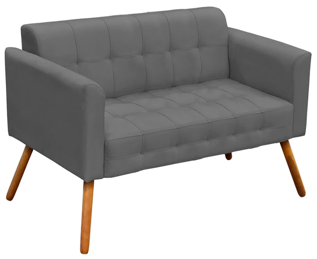 Poltrona Namoradeira Decorativa Pés Palito Karen Suede Grafite G19 - Gran Belo