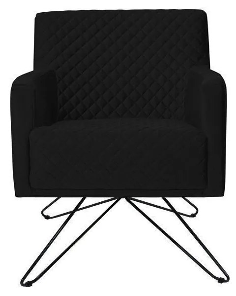 Poltrona Decorativa Nagoya Base Orby PU Sintético Preto G15 - Gran Belo