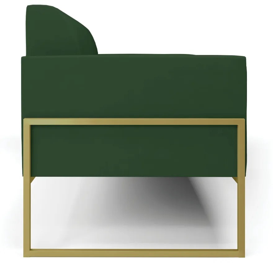 Sofá Namoradeira Base Industrial Alta Dourado Marisa Veludo D03 - D'Rossi - Verde