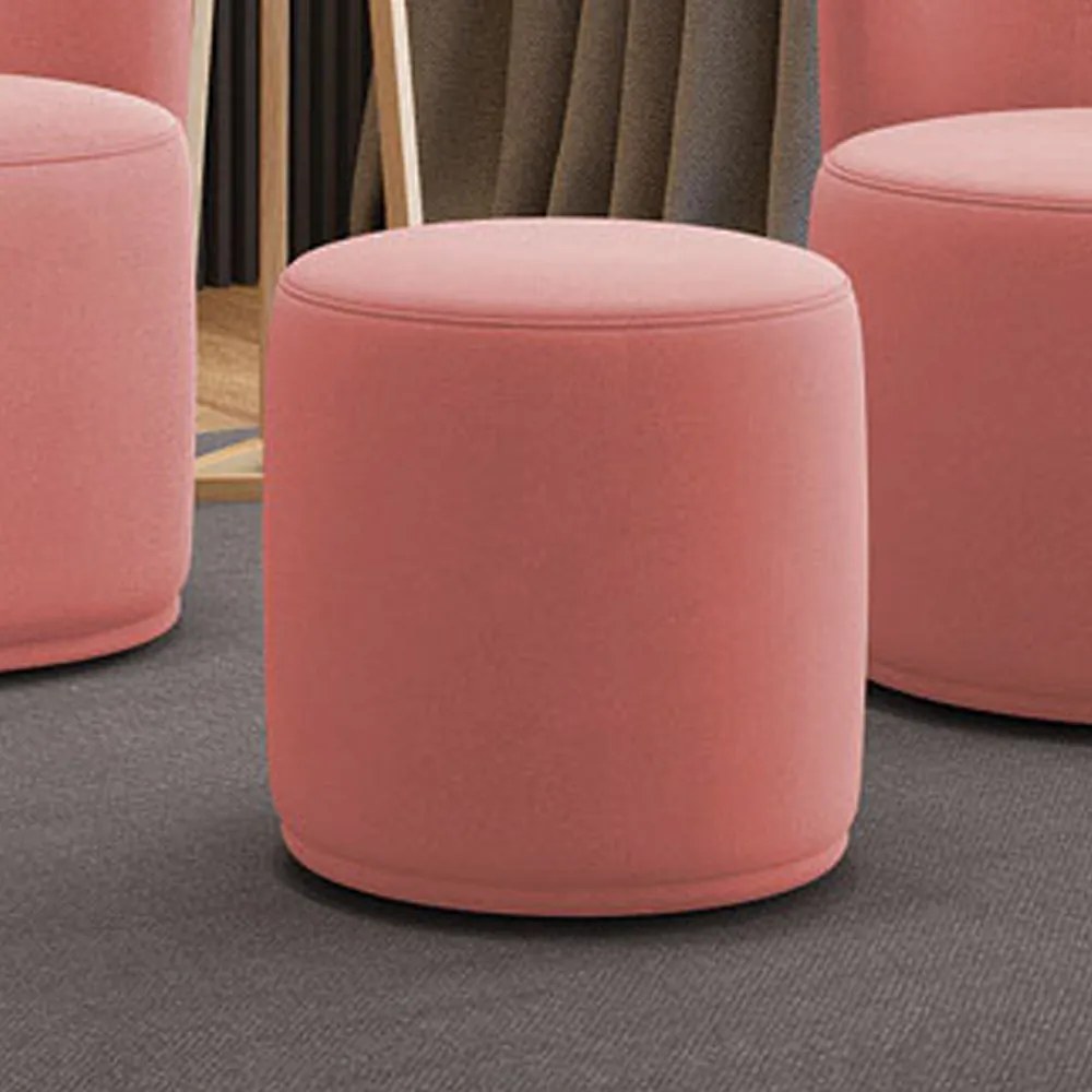 Puff Redondo Orgânico para Sala Kit 2 Malu Suede M11 - D'Rossi - Rose