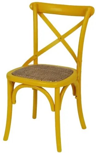 Cadeira Katrina Amarela Laqueada com Assento Rattan - 30750 Sun House