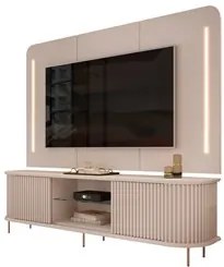 Painel Para TV 75 Pol e Rack Bancada Ripado 218cm World D04 Off White