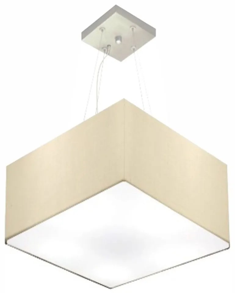 Lustre Pendente Quadrado Md-4195 Cúpula em Tecido 25/40x40cm Algodão Crú - Bivolt