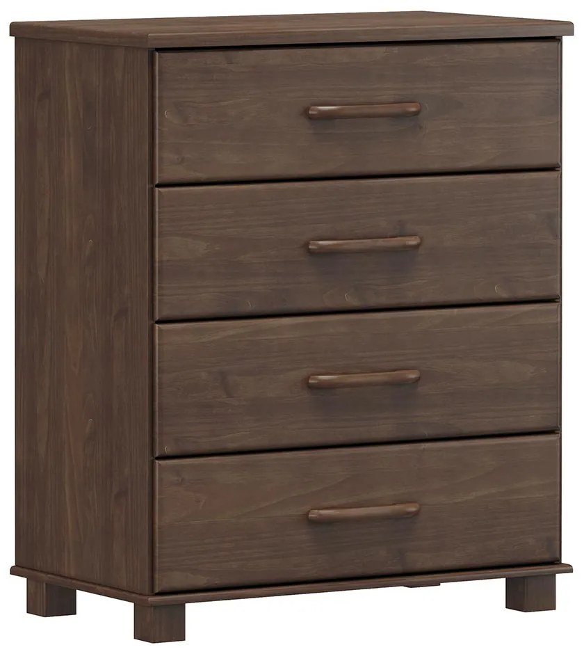Cômoda Decorativa Madeira Maciça Naipe 4 Gavetas Café G74 - Gran Belo
