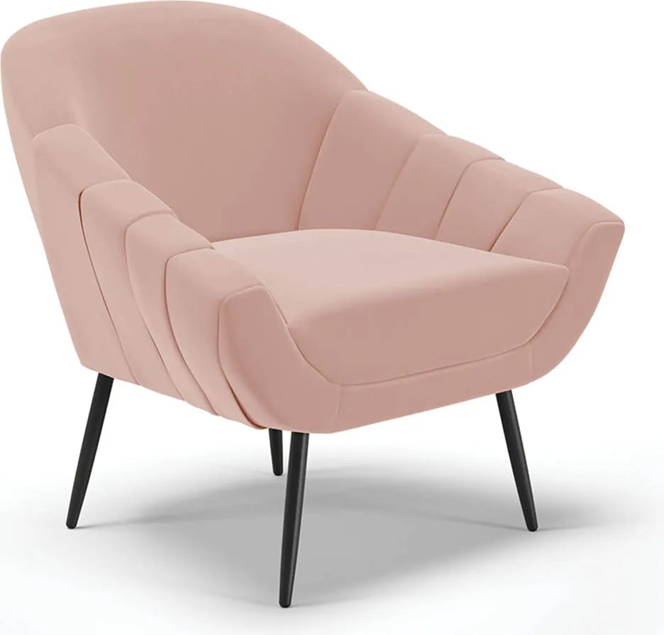 Kit 02 Poltronas Giovana Veludo Pés Palito de Ferro D03 - D'Rossi - Rose