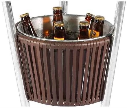 Conjunto de Mesa Jardim Alumínio Fibra 4 Cadeiras Área Externa Castanho