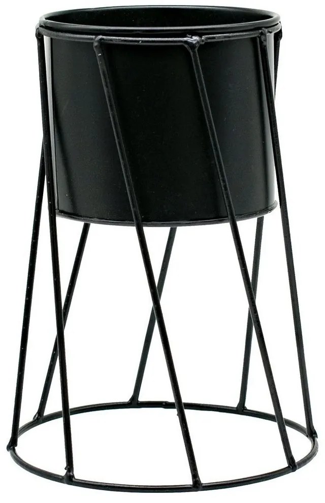 Kit Vaso Suporte Trip&eacute; Ch&atilde;o Planta Cachepot Jardinagem Ferro