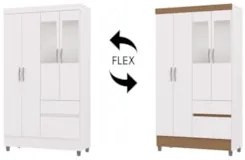 Guarda Roupa Solteiro 103cm Com Espelho Ideal Flex Branco - Vila Rica