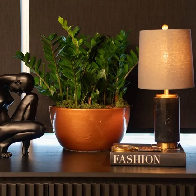 Abajur Marmore Metal Marmoris - PRETO / BRONZE