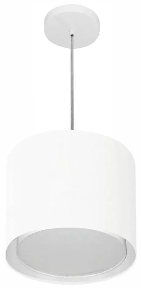 Lustre Pendente Cilíndrico Duplo Md-4284 Cúpula em Tecido 30x30cm Branco - Bivolt