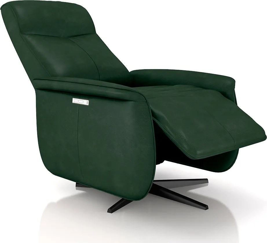 Poltrona do Papai Reclinável Power Elétrica Anakin Base Estrela Giratória USB Couro Verde G76 - Gran Belo