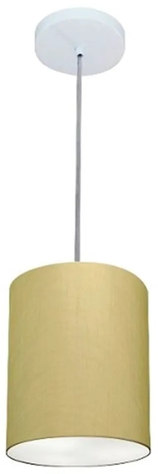 Lustre Pendente Cilíndrico Md-4012 Cúpula em Tecido 18x25cm Algodão Crú - Bivolt