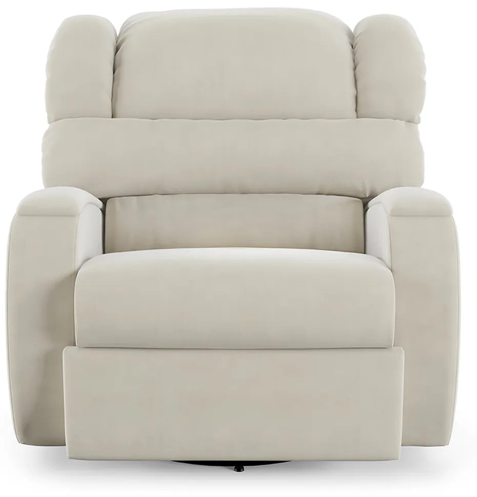 Poltrona do Papai Sala de Cinema Reclinável Kylie Glider Manual Giratória Massagem USB Veludo Bege G23