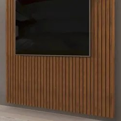 Painel para TV 75 Polegadas Ripado 275x240cm Pratisk D04 Freijó - Mpoz