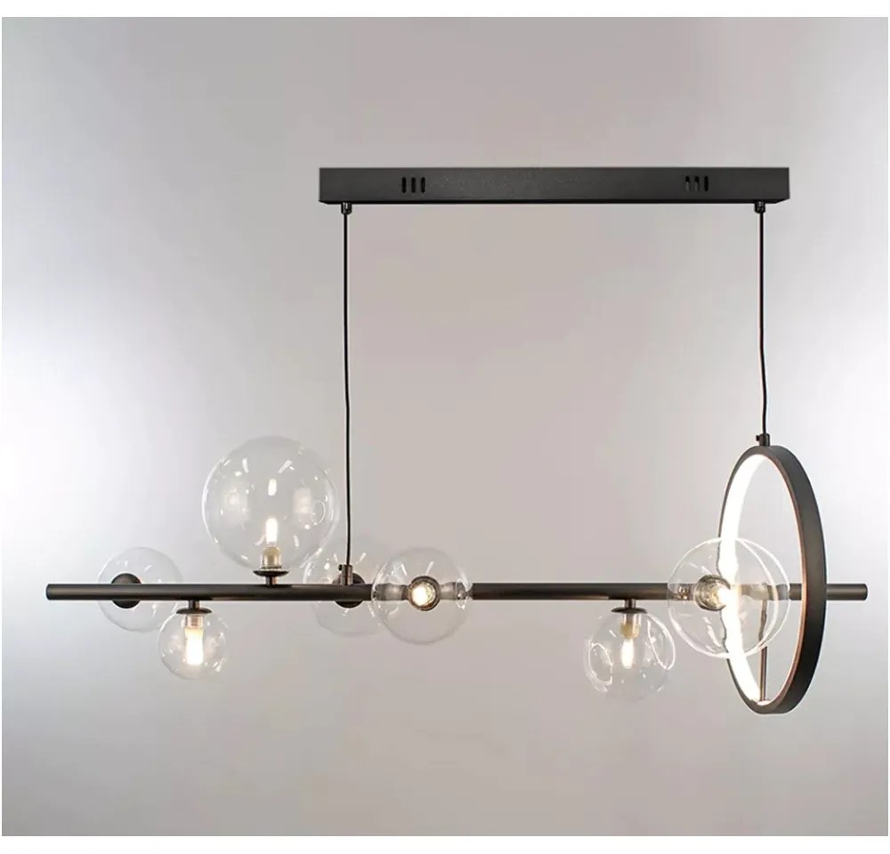 Pendente Versus 30X28X90Cm Metal Preto E Vidro Transparente 07Xg9 + Le...