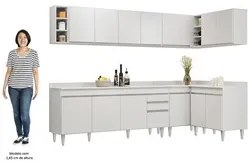 Armário de Cozinha Modulado de Canto 7 Peças CP35 Balcão com Tampo Bra