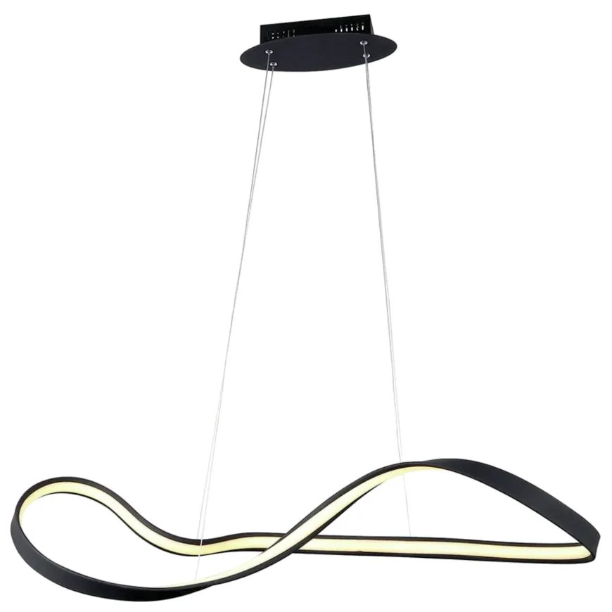 Pendente Flow Preto 93X33X26Cm Led 30W 3000K Bivolt - Bella Iluminação...