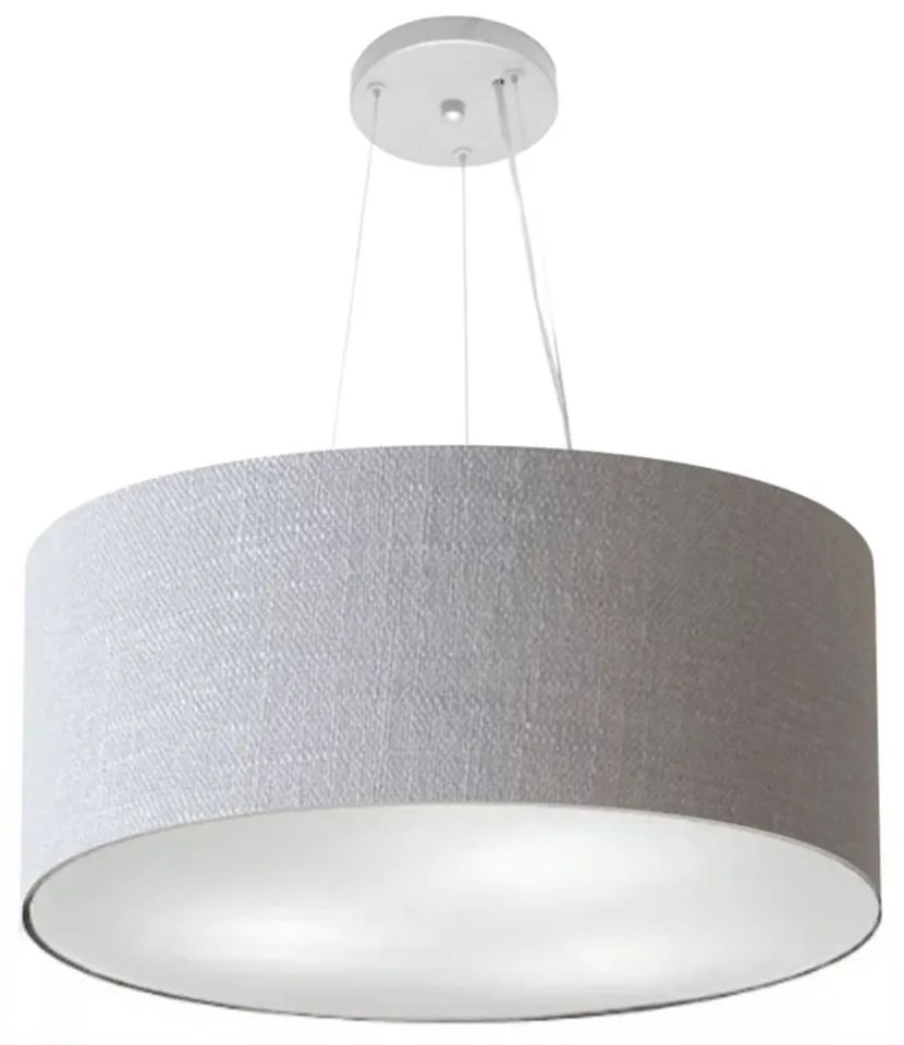 Lustre Pendente Cilíndrico Md-4047 Cúpula em Tecido 50x21cm Rustico Cinza - Bivolt
