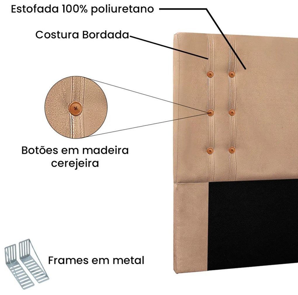 Cabeceira Estofada Santorini 160cm Queen Size Suede - ADJ Decor