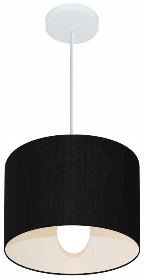 Lustre Pendente Cilíndrico Md-4054 Cúpula em Tecido 30x21cm Preto - Bivolt