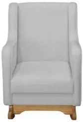 Poltrona Amamentação Base Madeira Balanço Vick Bouclê Cinza F03 - Mpoz