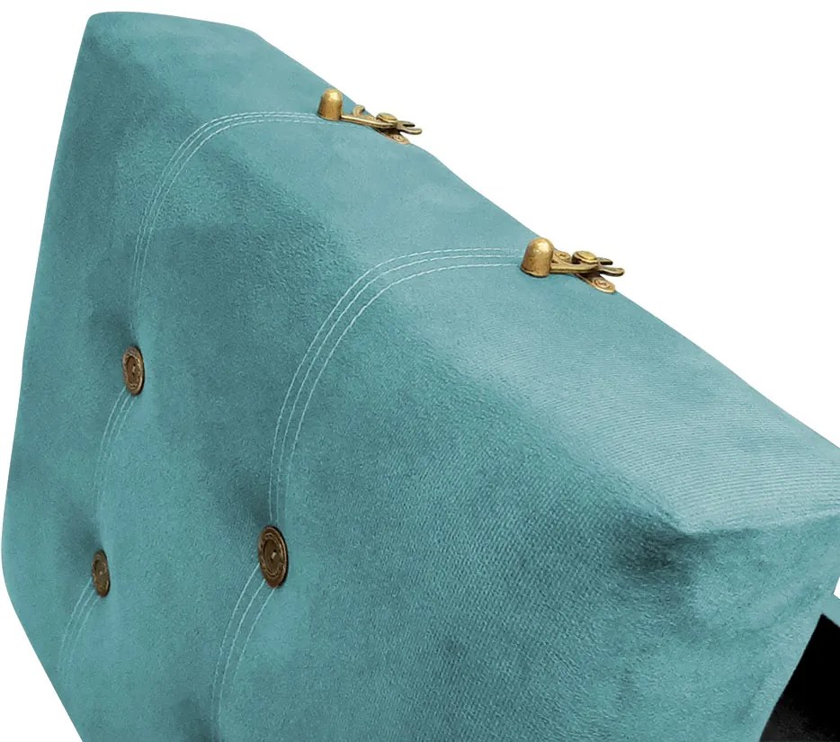 Puff Baú Decorativo Caribe 50x40cm Suede Turquesa - Sheep Estofados - Água