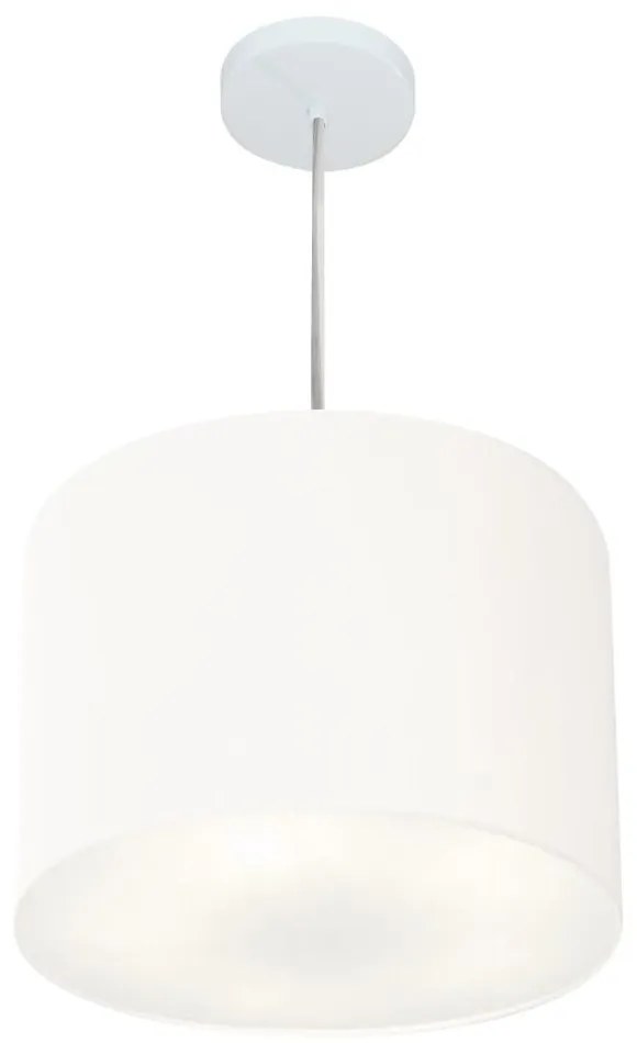 Lustre Pendente Cilíndrico Md-4216 Cúpula em Tecido 40x30cm Branco - Bivolt