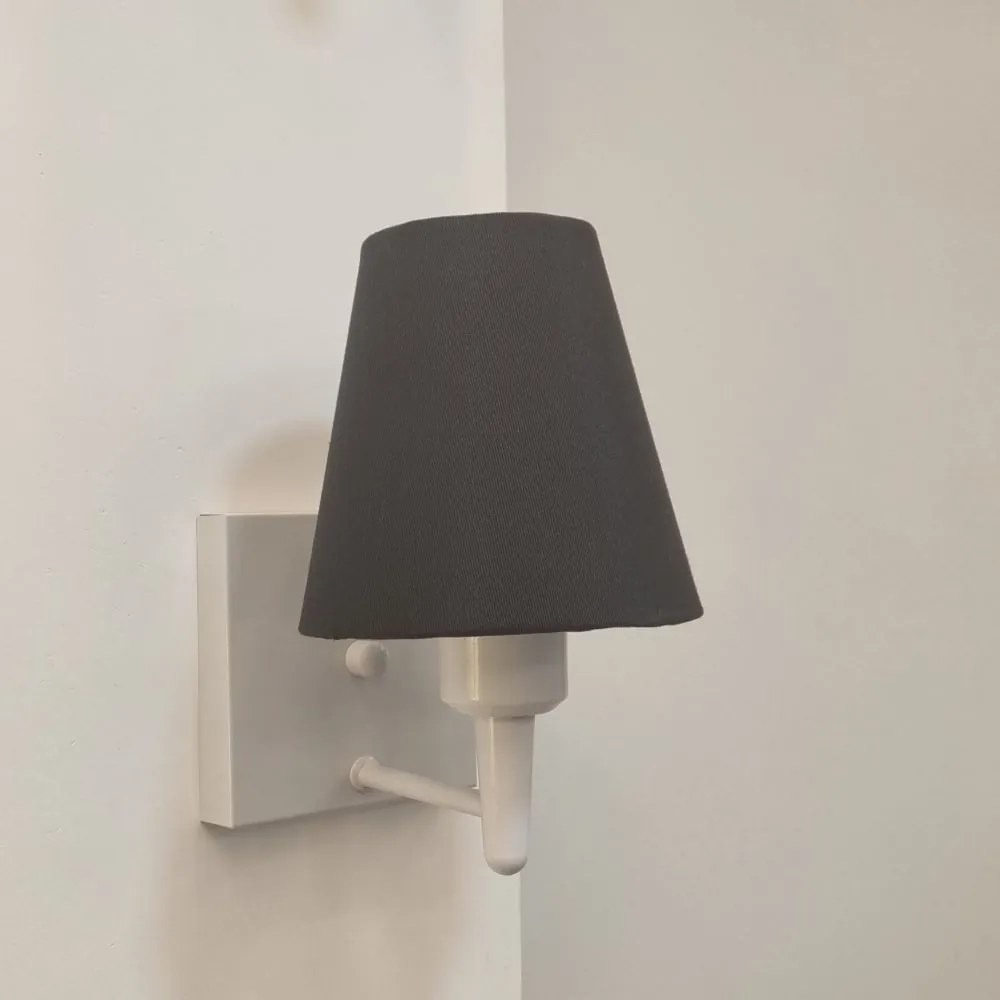Arandela Quadrada Md-2034 Branco Cúpula em Tecido Cone Preto - Bivolt