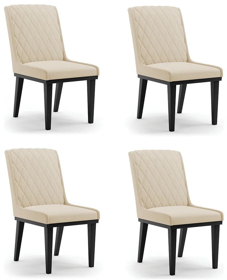 Cadeira Sala de Jantar Base Madeira Preto Kit 4 Sofia Suede Azul Marinho D03 - D'Rossi - Bege