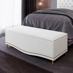 Calçadeira Baú Casal 140cm com Tachas Imperial J02 Sintético Branco -