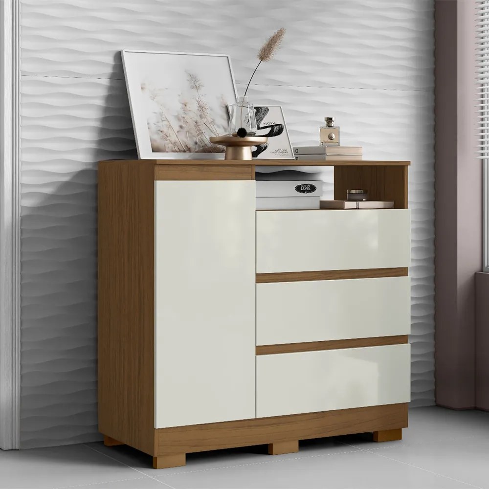 Cômoda Quarto com 1 Porta Sapateira 97cm Tayna A09 - D'Rossi - Atacama e Off White